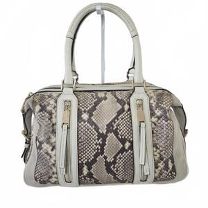 Michael Kors Women Satchel Snake Print Beige Neutral Size Medium